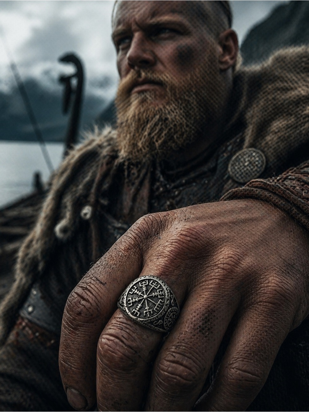 Norse-Inspired Vegvisir/Viking Compass Stainless Steel Ring